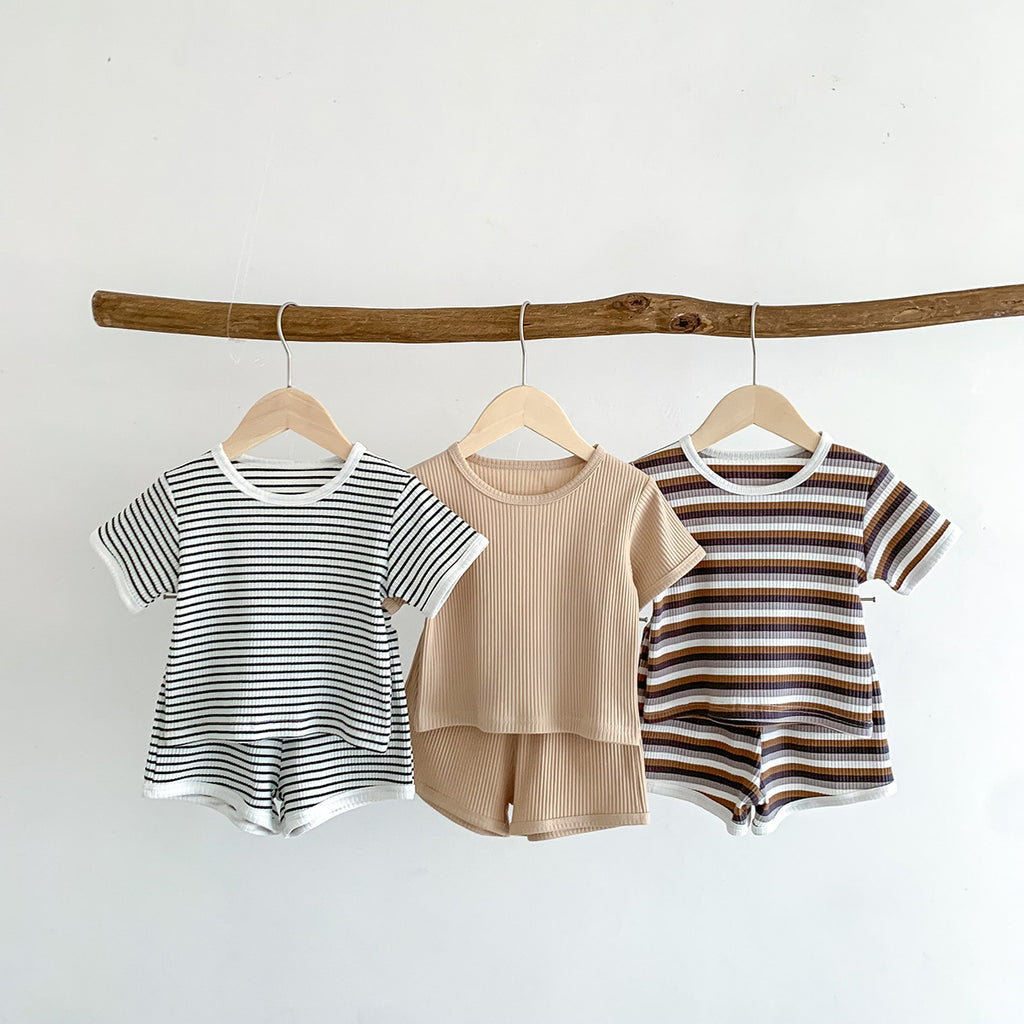 Playtime Ready Toddler Summer Striped Shorts Set