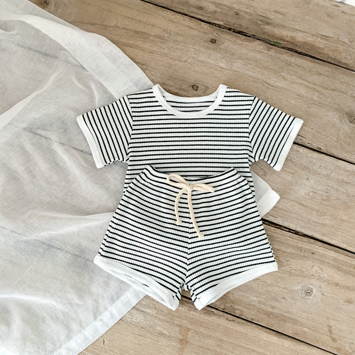 Playtime Ready Toddler Summer Striped Shorts Set