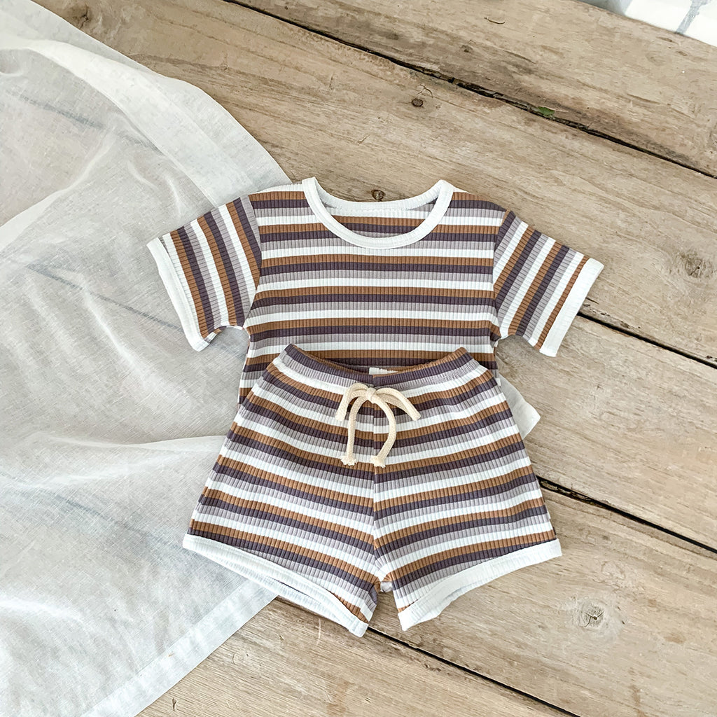 Playtime Ready Toddler Summer Striped Shorts Set